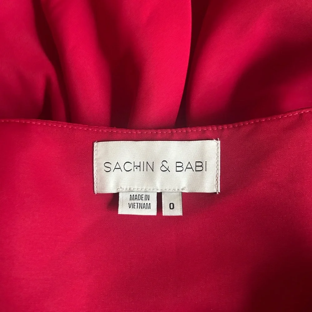 Sachin + Babi Blaine Bow Train Mini Dress | red | size 0 - Picture 6 of 13